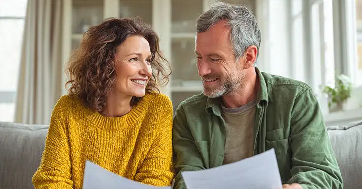 Paar bespricht Nebenkosten beim Immobilienkauf