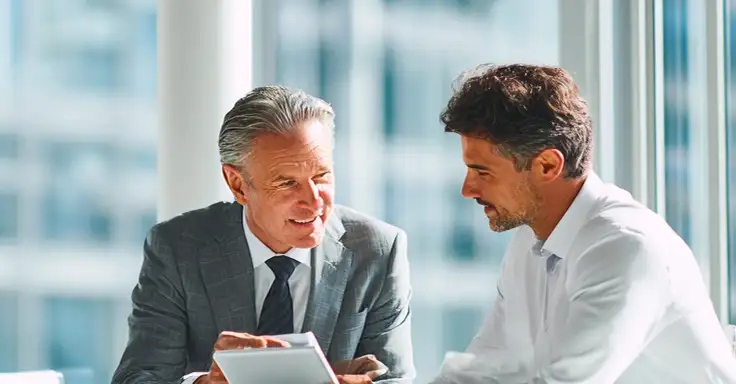 Zwei Männer im Gespräch über Immobilienkauf